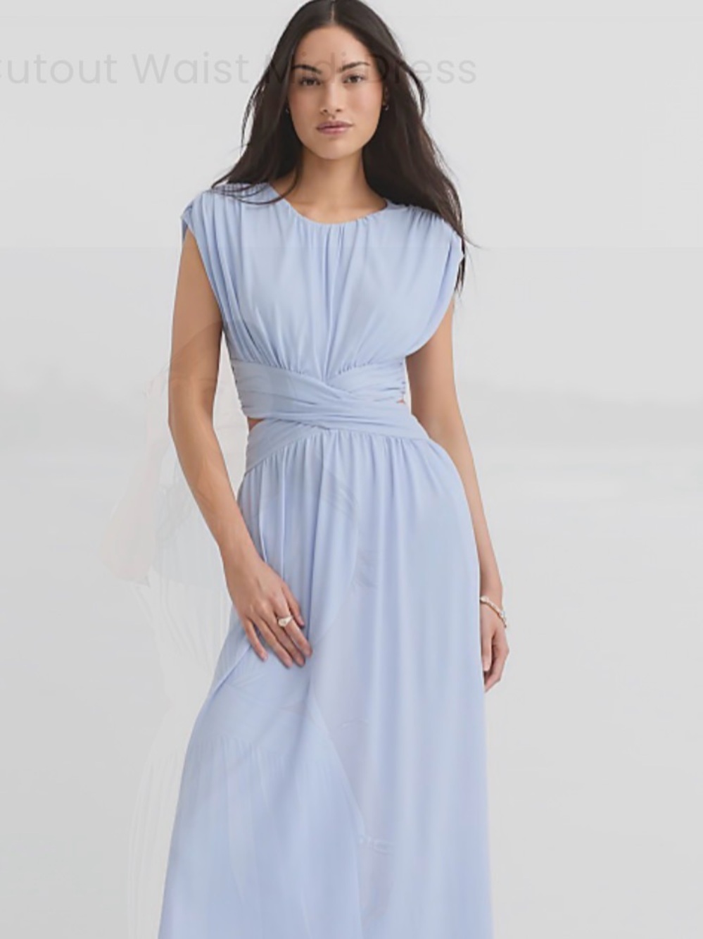 LOFT Pale Blue Cutout-Waist Maxi Dress NWOT